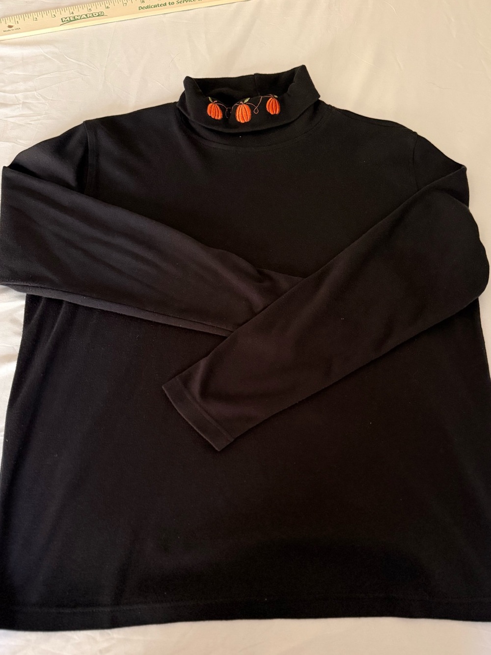 Vintage Bobbie Brooks Pumpkin Embroidered Turtleneck XL 16/18 Fall